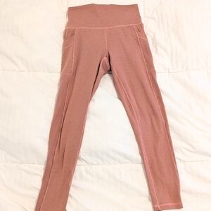 Prana Ribbed High-Waist Leggings - Dusty Rose